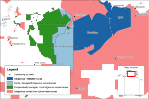 Map 2. Indigenous owned and conservation lands in western Arnhem Land. Source: Jon Altman.