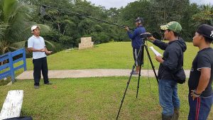 Community video-making workshop participants work on a project. Distrito Urracá, Panama