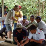 McGill history professor and INSTEAD/CICADA co-investigator Daviken Studnicki-Gizbert discusses the first draft of a community atlas. Playita, Distrito Urracá, Panama. April 2015